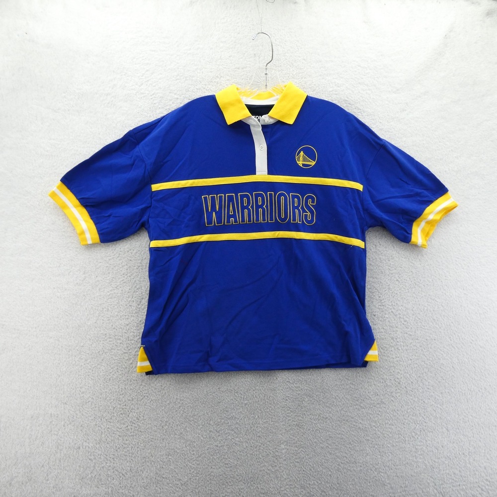 Tommy Jeans Polo Shirt Womens Small Golden State Warriors Blue Yellow NBA Logo